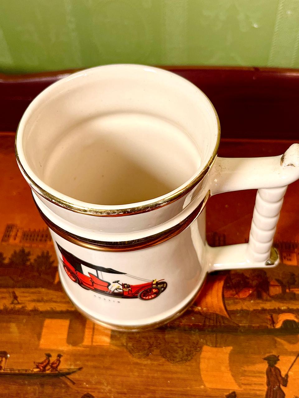 Vintage Classic Car Ceramic Beer Stein Mug | 5 Inch Collectible Tankard