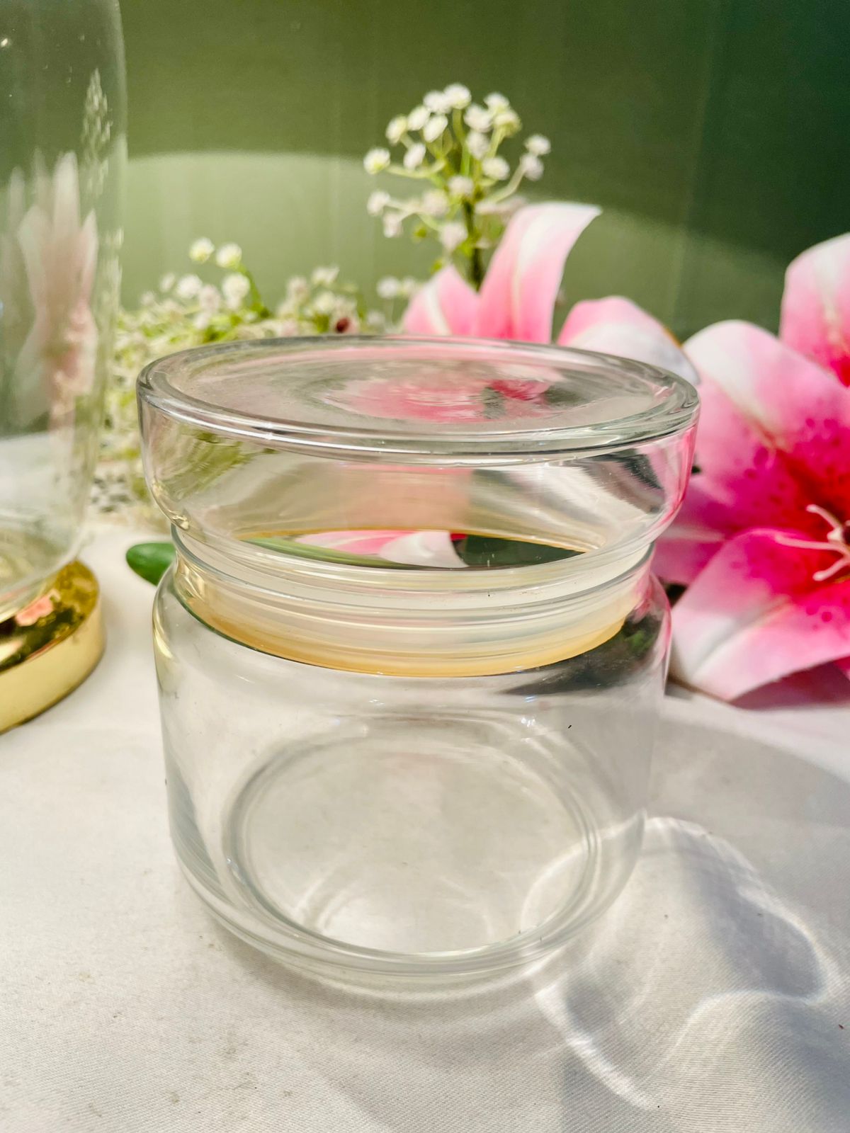 Clear Crystal Storage Jar with Lid 4.5 in