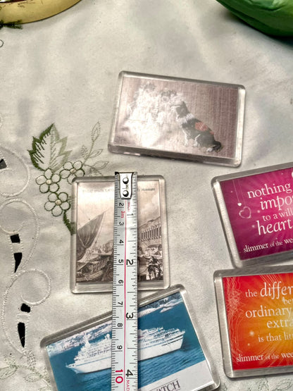 Vintage Quote & Souvenir Fridge Magnets – 5 Piece Set