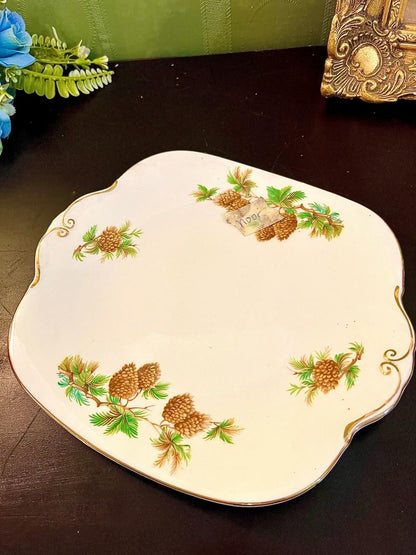 Vintage Pine Cone Porcelain Serving Plate 10 Inch