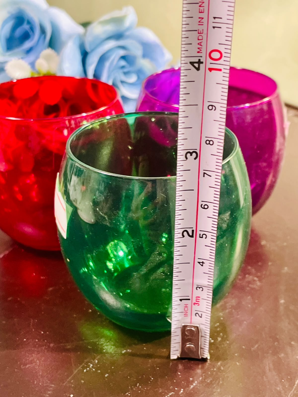 Coloured Crystal Tealight Holders Set of 3 10cm