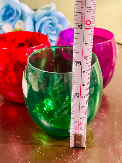 Coloured Crystal Tealight Holders Set of 3 10cm