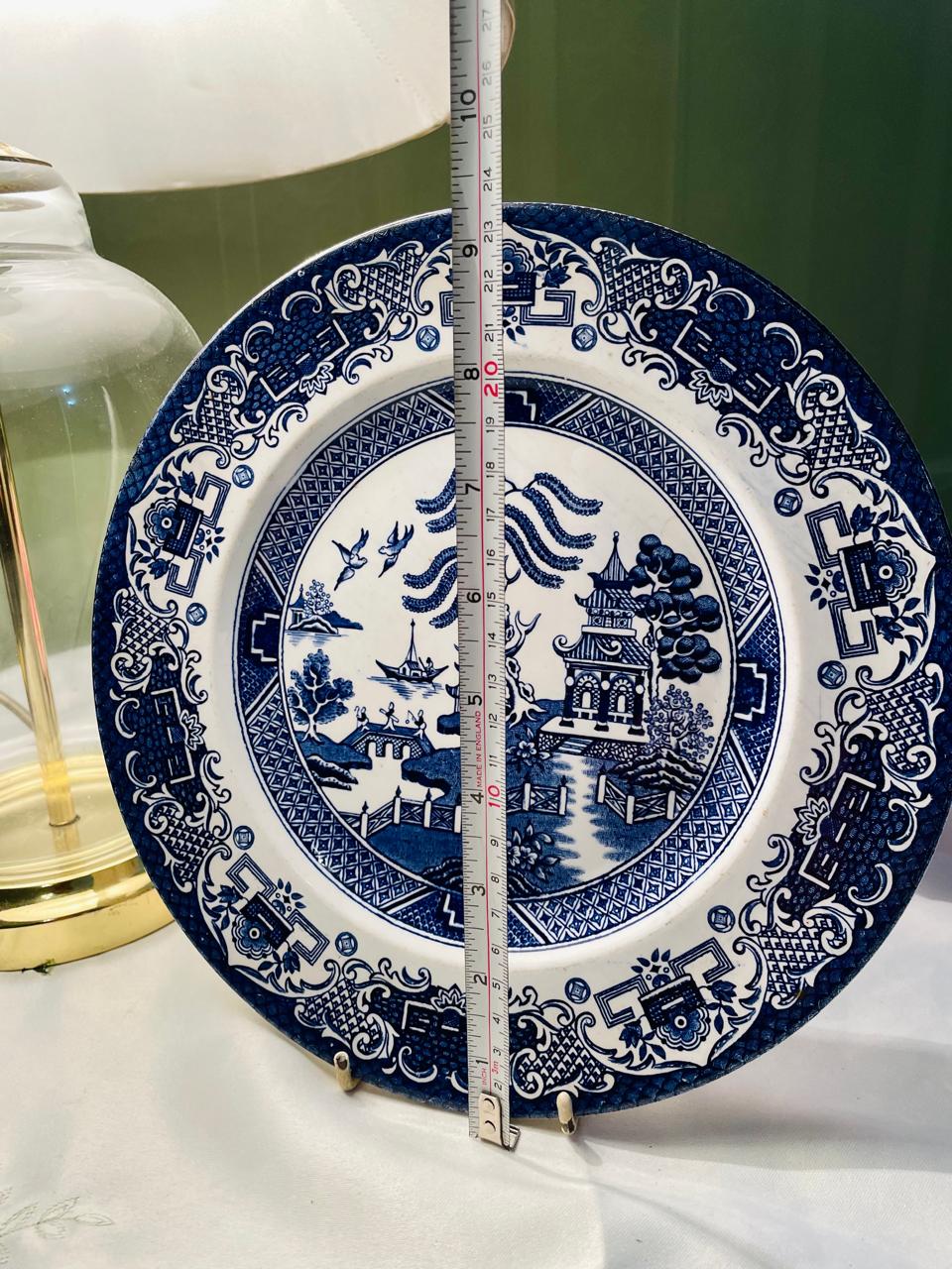Vintage Old Willow English Ironstone Blue & White Plate 25 cm England