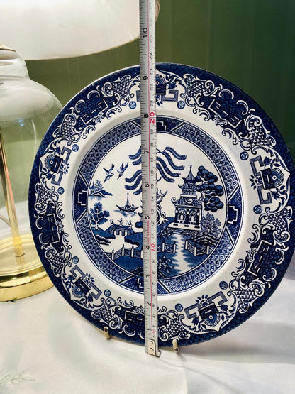 Vintage Old Willow English Ironstone Blue & White Plate 25 cm England