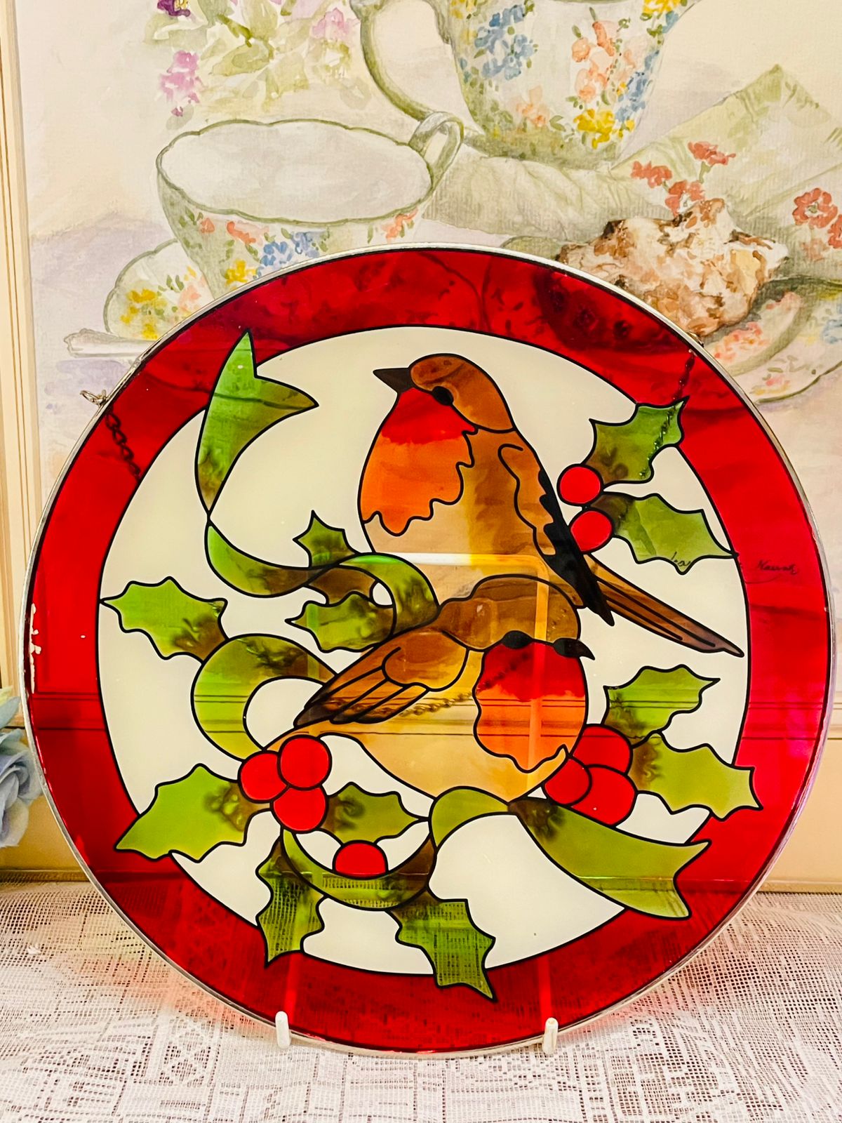 Stained Glass Style Bird Wall Hanging