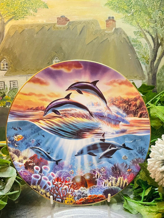 Royal Worcester Dance of the Dolphin Wall Plate – Ocean Collector Art
