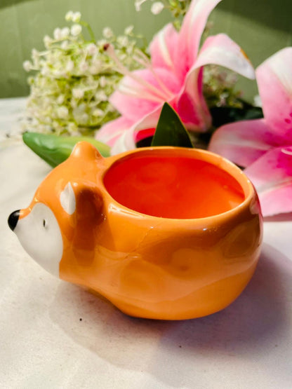Orange Fox Ceramic Mini Planter 4 in