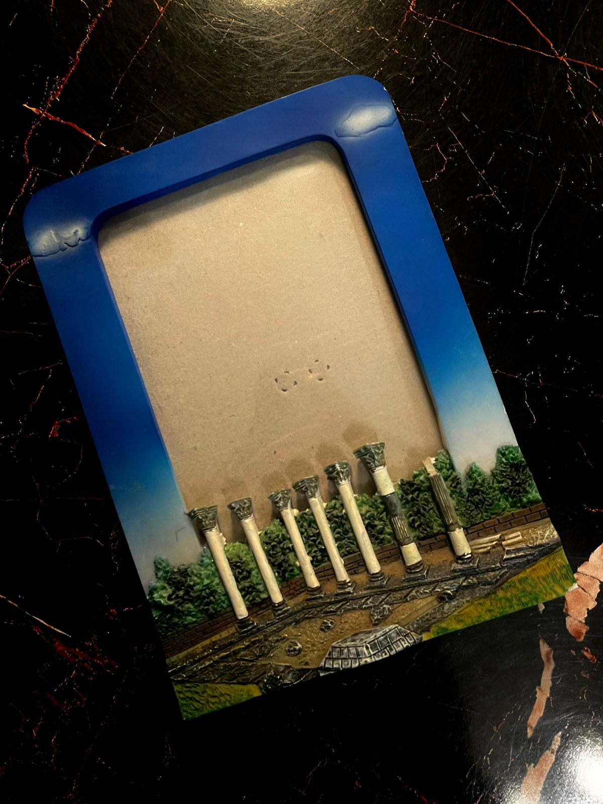 Greek Ruins Photo Frame Blue Decorative Travel Souvenir