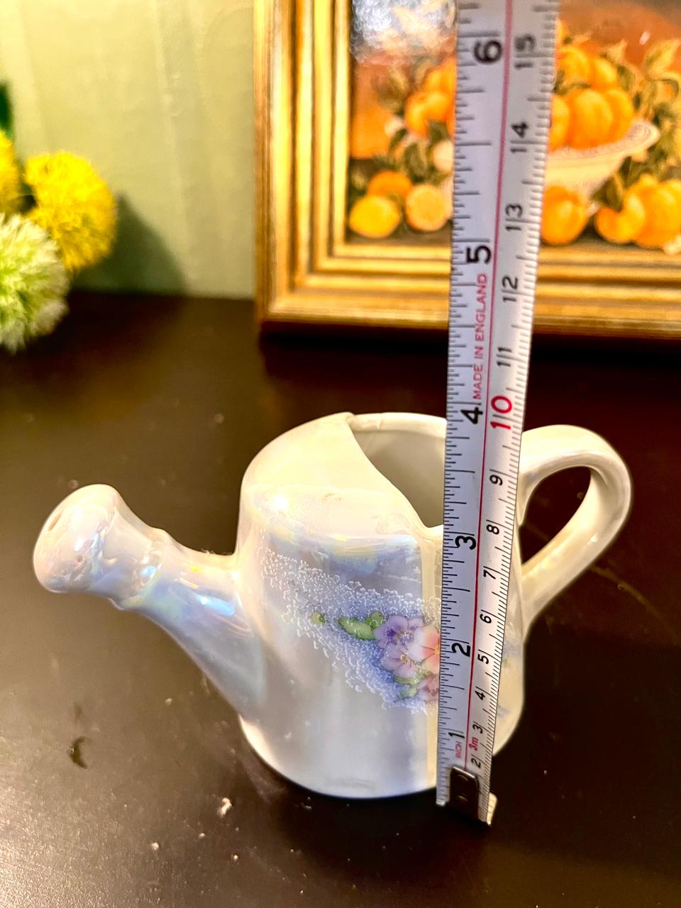Vintage Floral Lustre Ceramic Watering Can – 4 Inch
