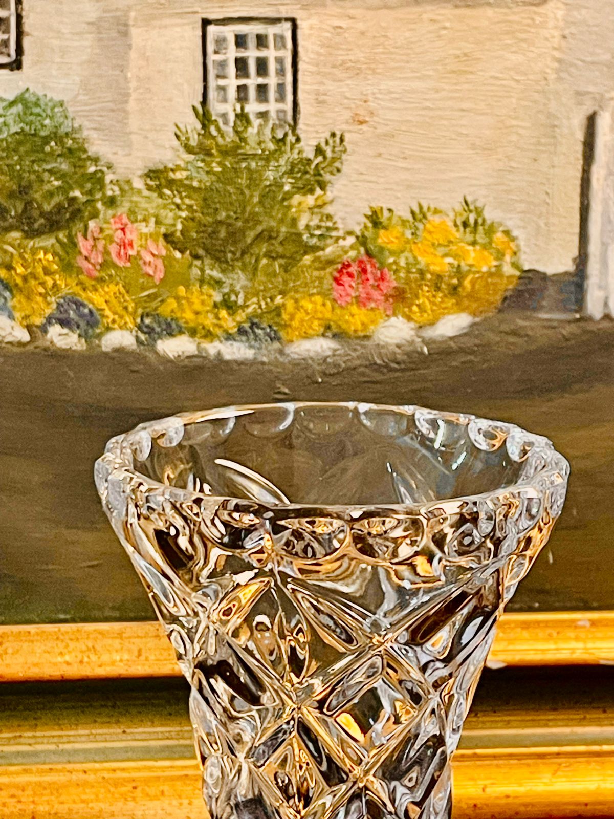 Small Cut Crystal Bud Vase – Diamond Pattern Vintage English Glass