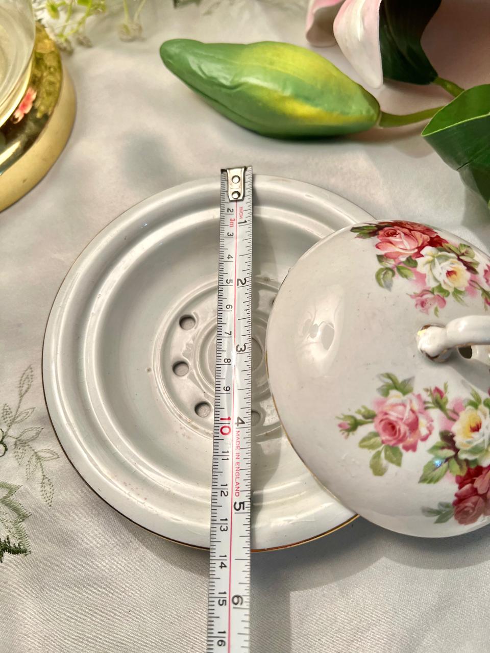 Floral Porcelain Potpourri Bowl with Lid – 5.5 Inch