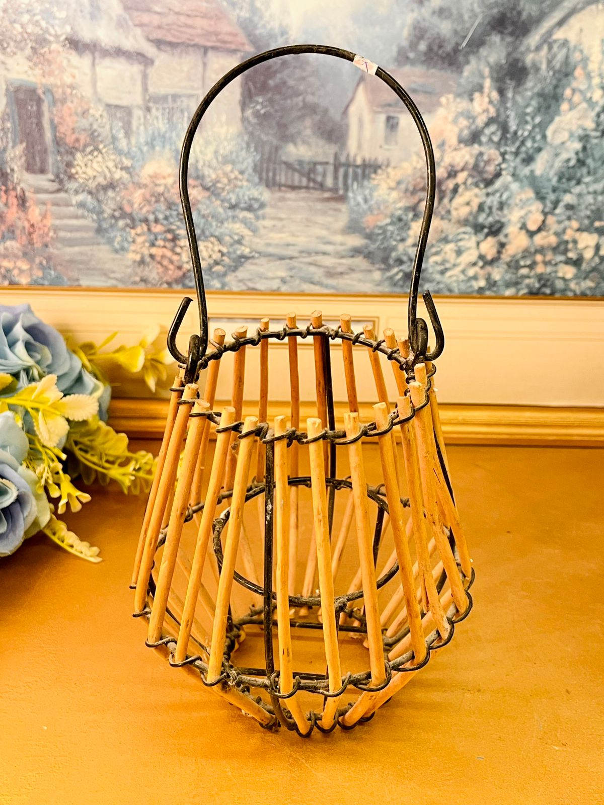 Rustic Wicker Style Candle Holder Lantern