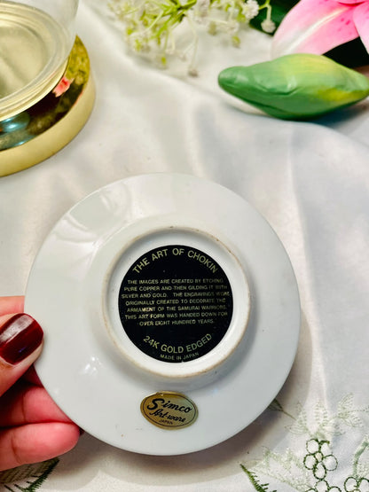 Simco Art Ware Chokin 24K Gold Edged Floral Plate – 4 Inch