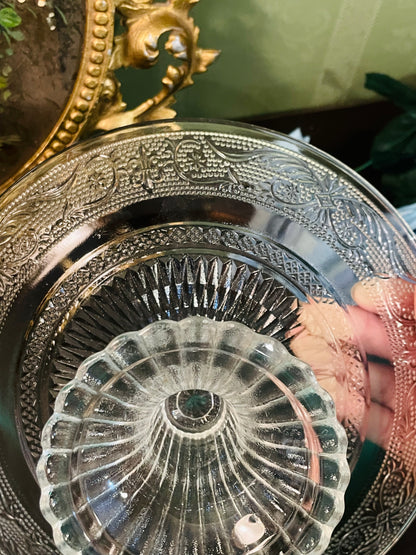 Vintage Crystal Glass Pedestal Cake Stand