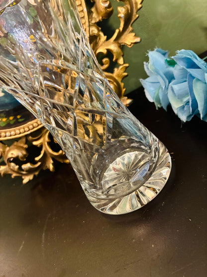 Vintage Clear Cut Crystal Wide Flared Vase