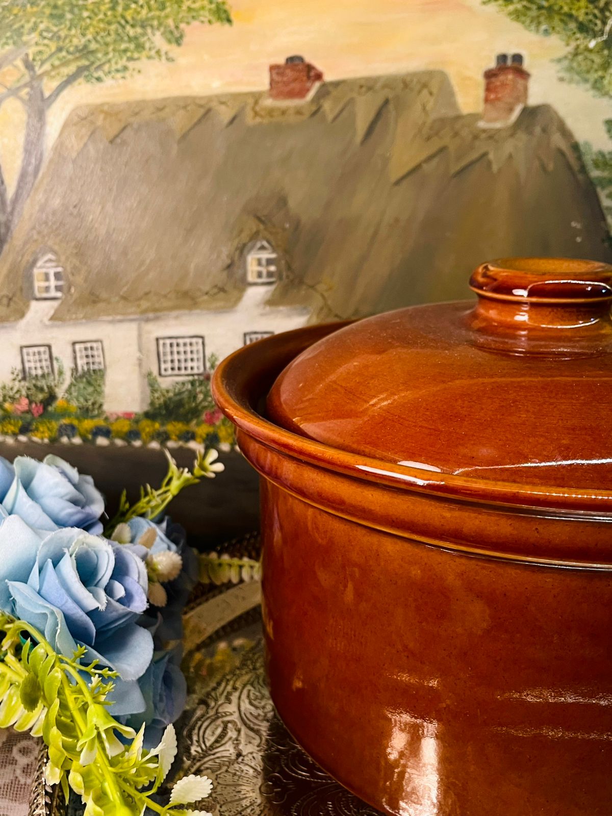 Vintage Light Brown Ceramic Casserole Dish – Stove-Safe Kitchenware