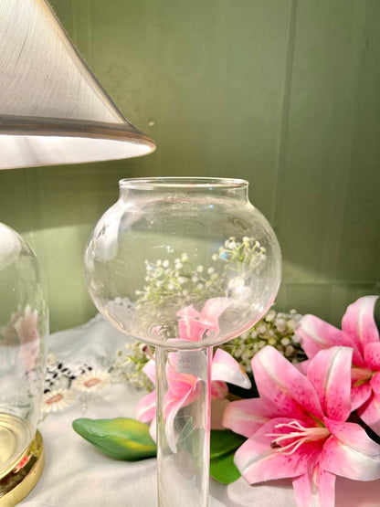 Tall Clear Crystal Pedestal Vase 10.5"