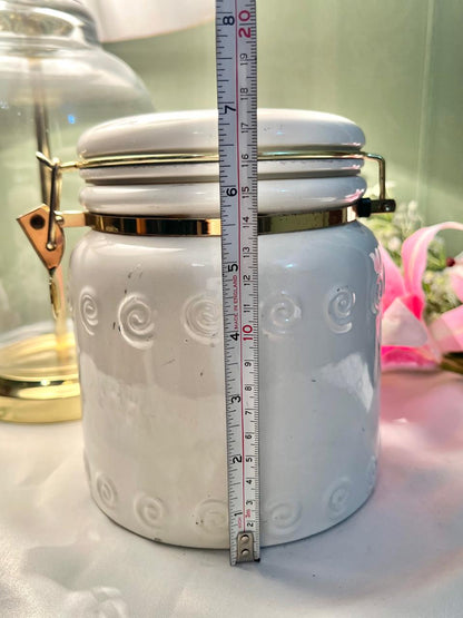 White Ceramic Clamp-Lid Storage Jar Airtight 17cm