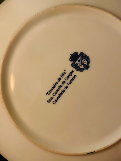 Blue White Crucero de Hío Cangas Decorative Plate 11 Inch