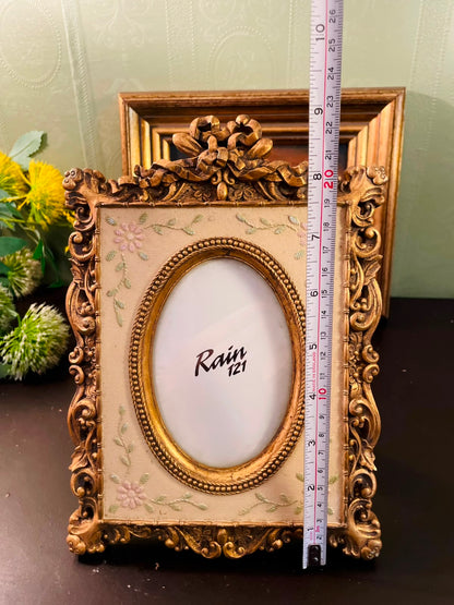 Victorian Ornate Gold Photo Frame 8 Inch Floral Embroidered Picture Frame