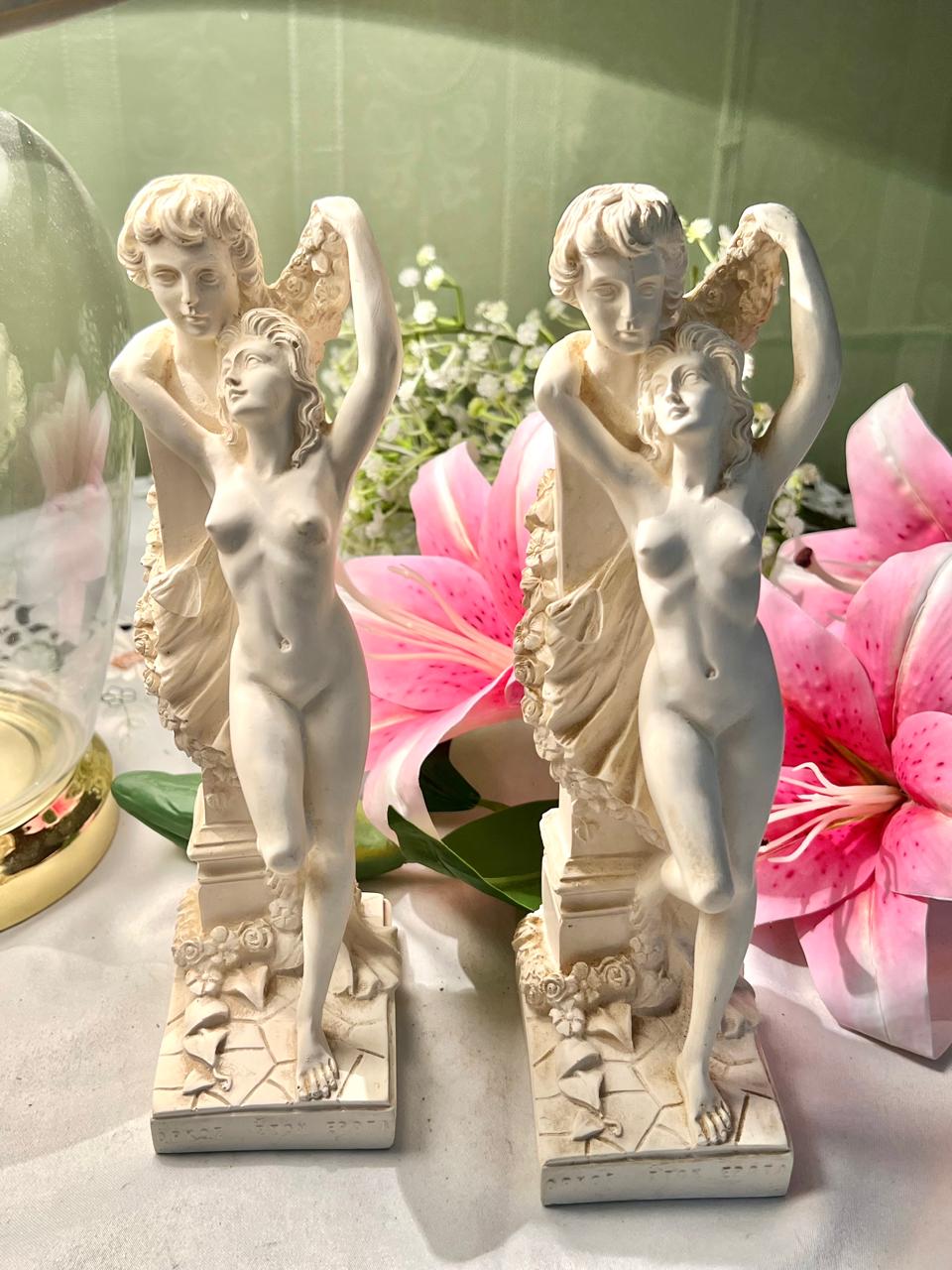RARE FIND famous Greek mythological couple Eros and Aphrodite, titled "Oath to Love" Figure – (each) , 9 inch