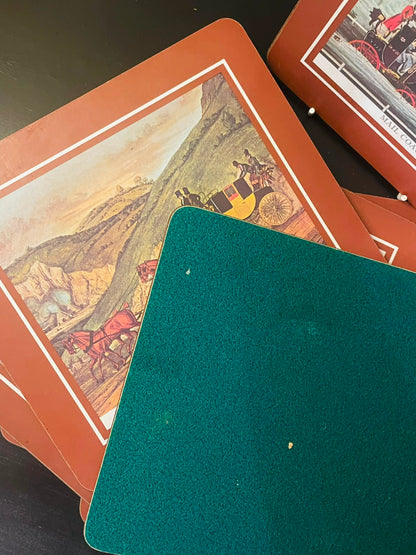 Set of 5 Vintage Mailod Stage Coach Table Mats