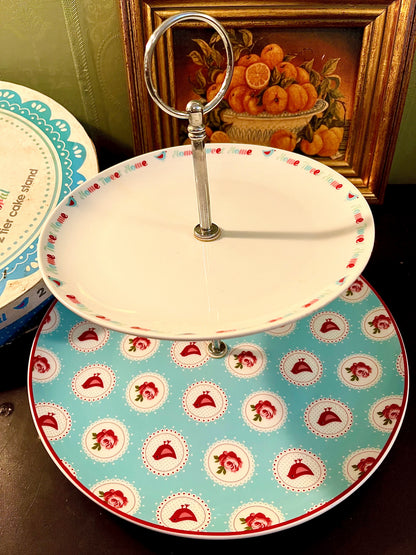Vintage Home Sweet Home 2-Tier Cake Stand 26 cm Boxed