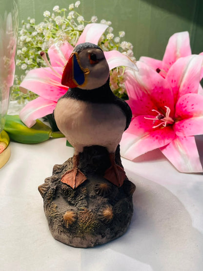 Puffin Bird Figurine on Rocky Base Approx. 15 cm