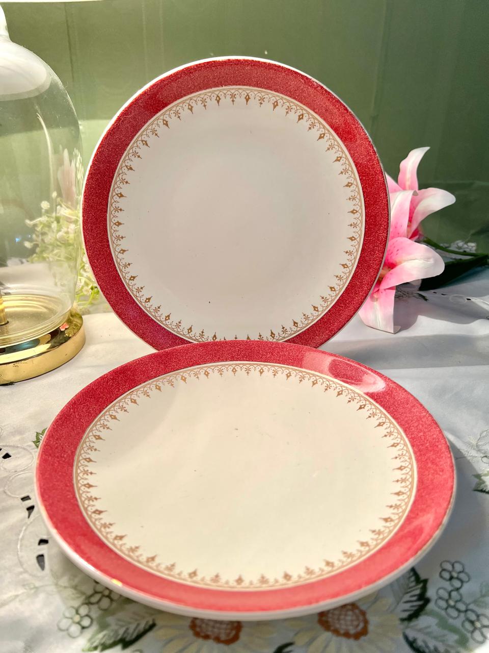 Keeling & Co Losol Ware Red & Gold 9 Inch Cake Plater  – 2 pcs ( Each)