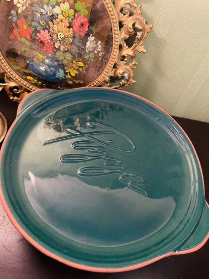 Vintage Ceramic Pizza Platter Green