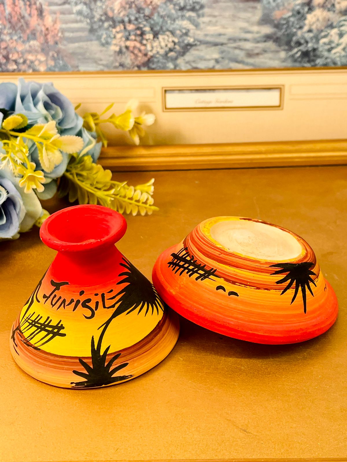 Handmade Tunisia Ceramic Tagine Style Dish
