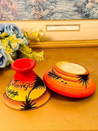 Handmade Tunisia Ceramic Tagine Style Dish