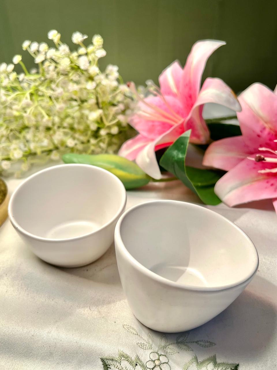 White Ceramic Mini Serving Bowls – Set of 2, 3 Inch