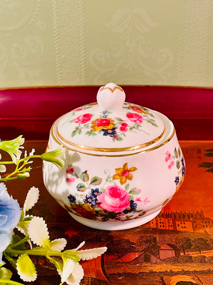 Floral Ceramic Sugar Bowl with Lid – 4 Inch