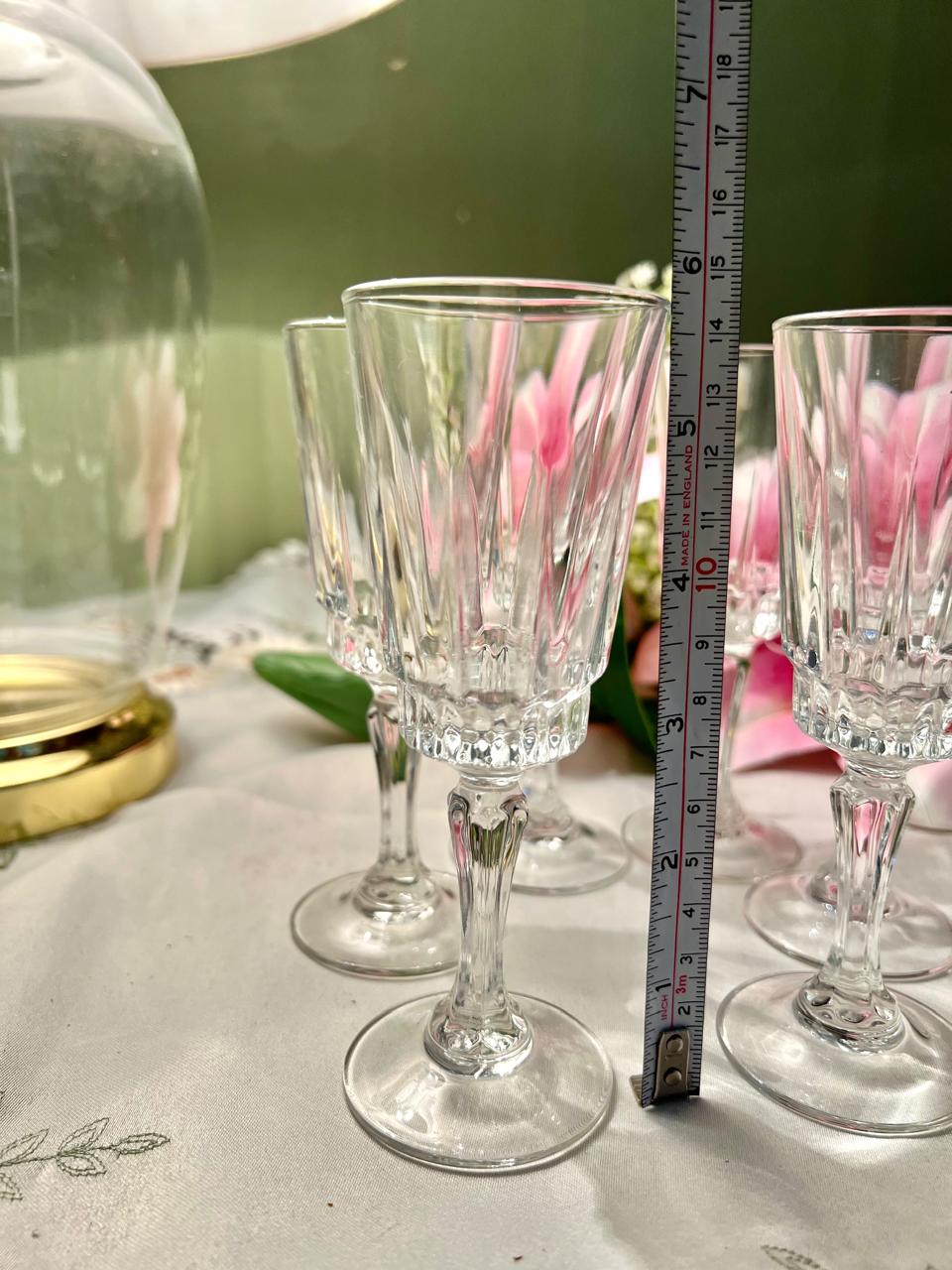 France Cut Crystal Wine Goblets 6" – Set of 6