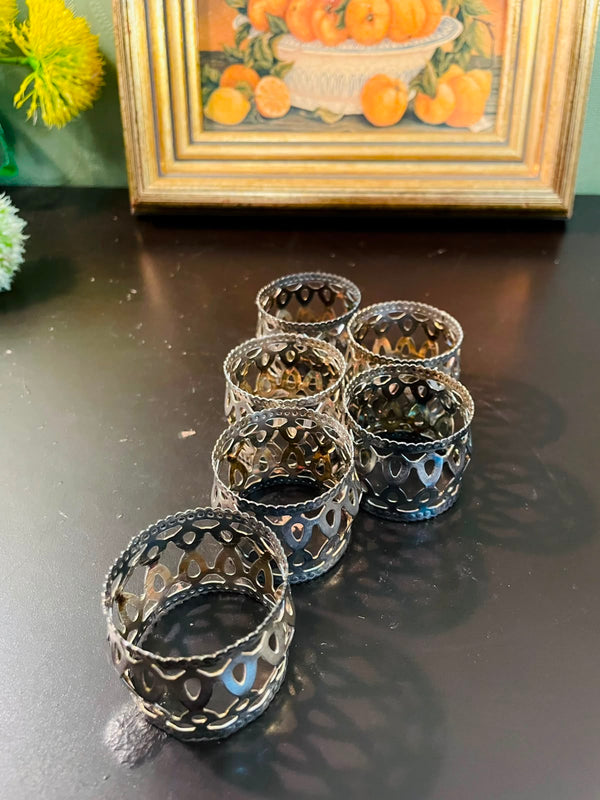 Vintage Silver-Plated Napkin Rings Set of 6 – 2 Inch