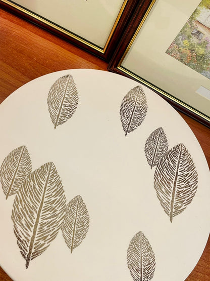Large Portugal Ceramic Platter – Oven Safe, Modern Leaf Print Platter