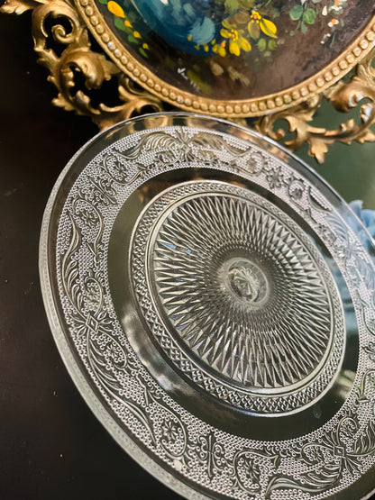 Vintage Crystal Glass Pedestal Cake Stand