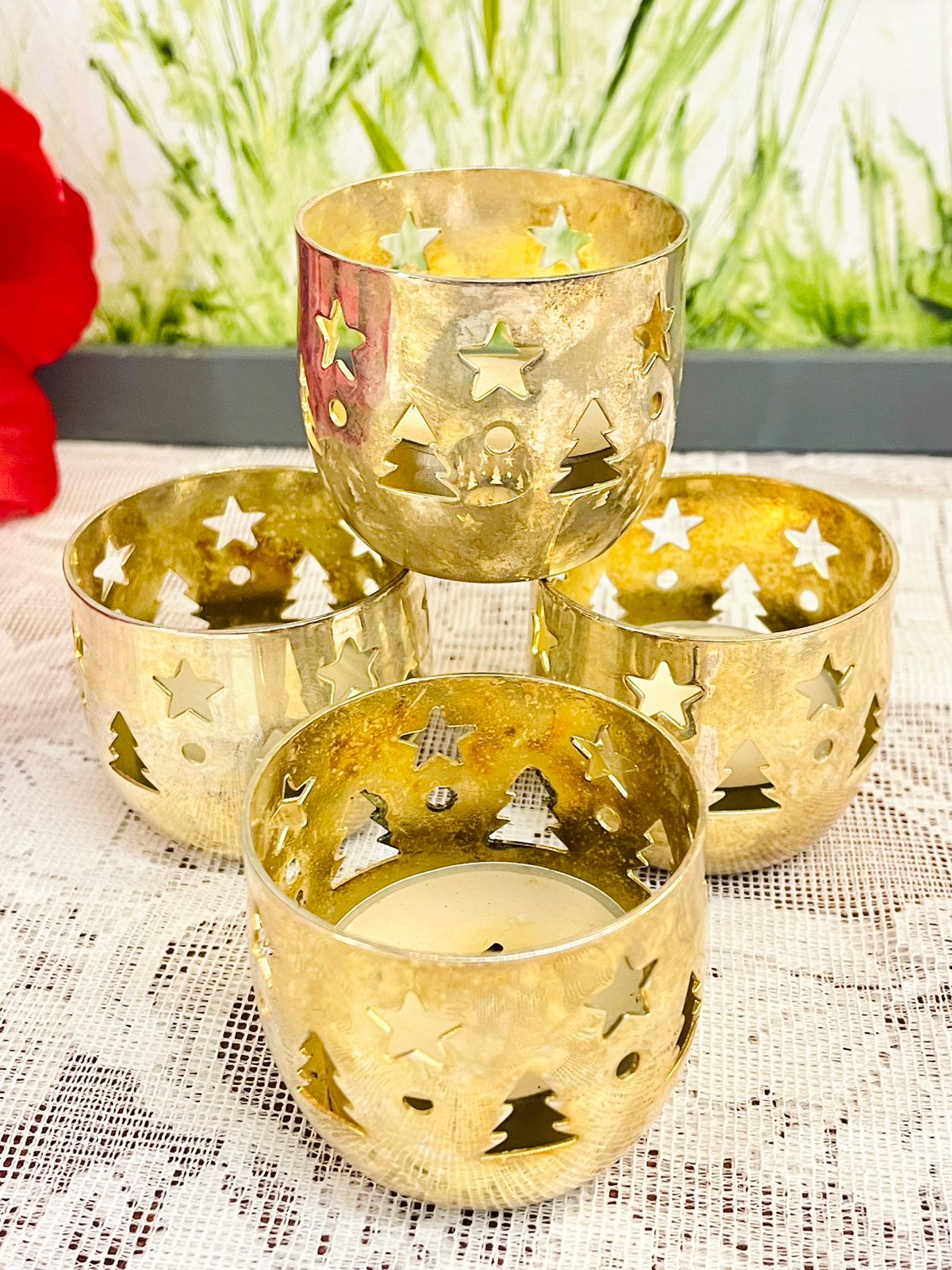 Vintage TCM Silver Plated Tealight Holders Set of 4