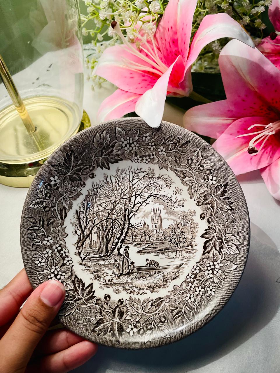 Vintage English Ironstone “Magdalen Tower” Transferware Bowl – 16 cm