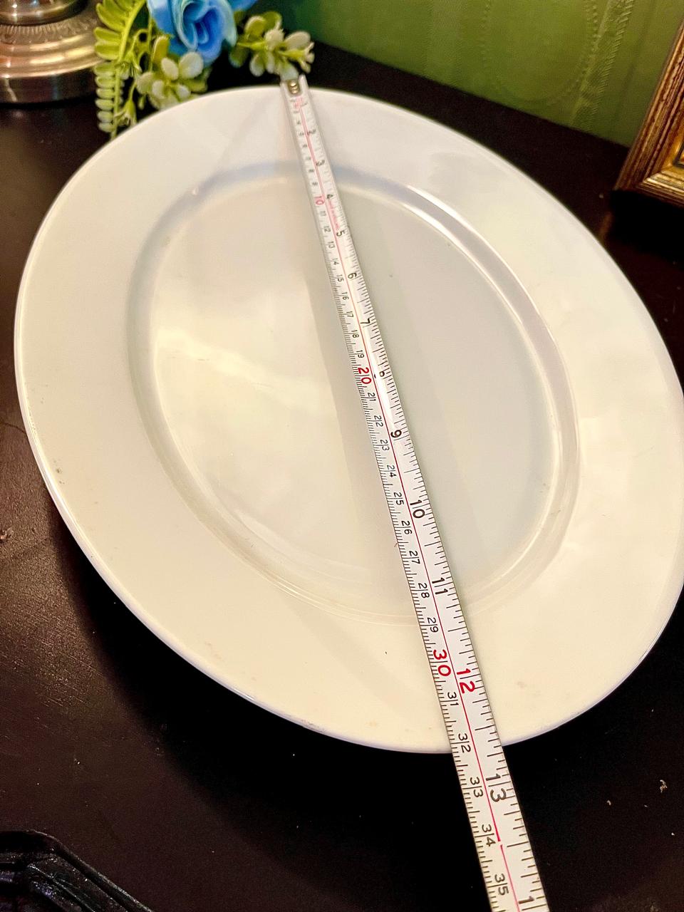 Vintage White Ceramic Oval Serving Platter 30 cm