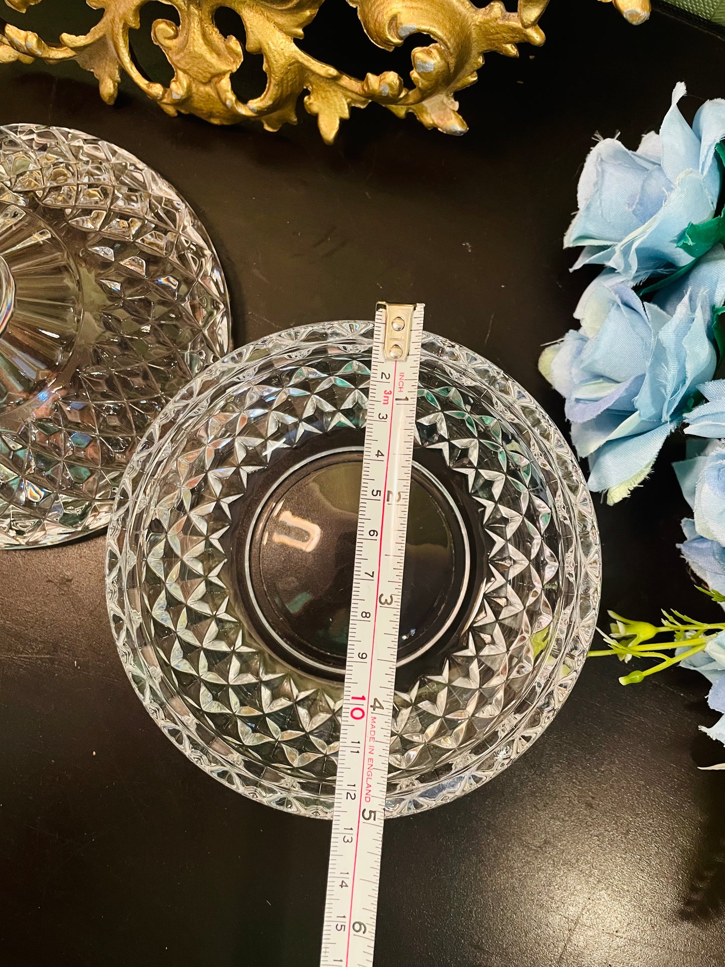 Vintage Crystal Glass Lidded Candy Dish