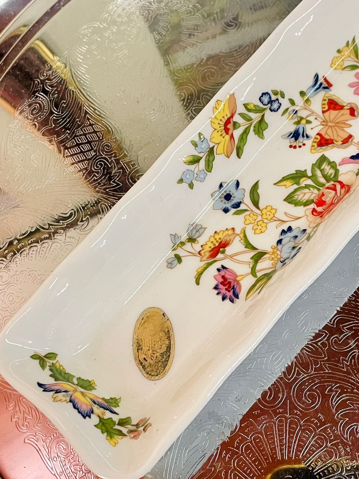 Aynsley Cottage Garden Long Tray – Fine Bone China – Made in England