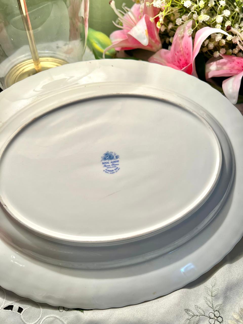 Royal Albert Windsor Rose Bone China Oval Serving Platter England