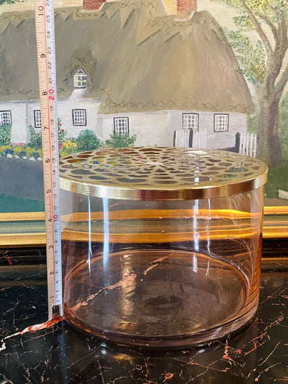 Large Modern Glass Storage Jar with Gold Cutwork Lid – Decorative & Functional