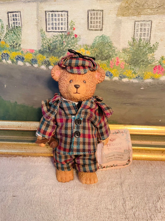 Vintage Russ Berrie Teddy Town Bear – Collectible Plush Toy