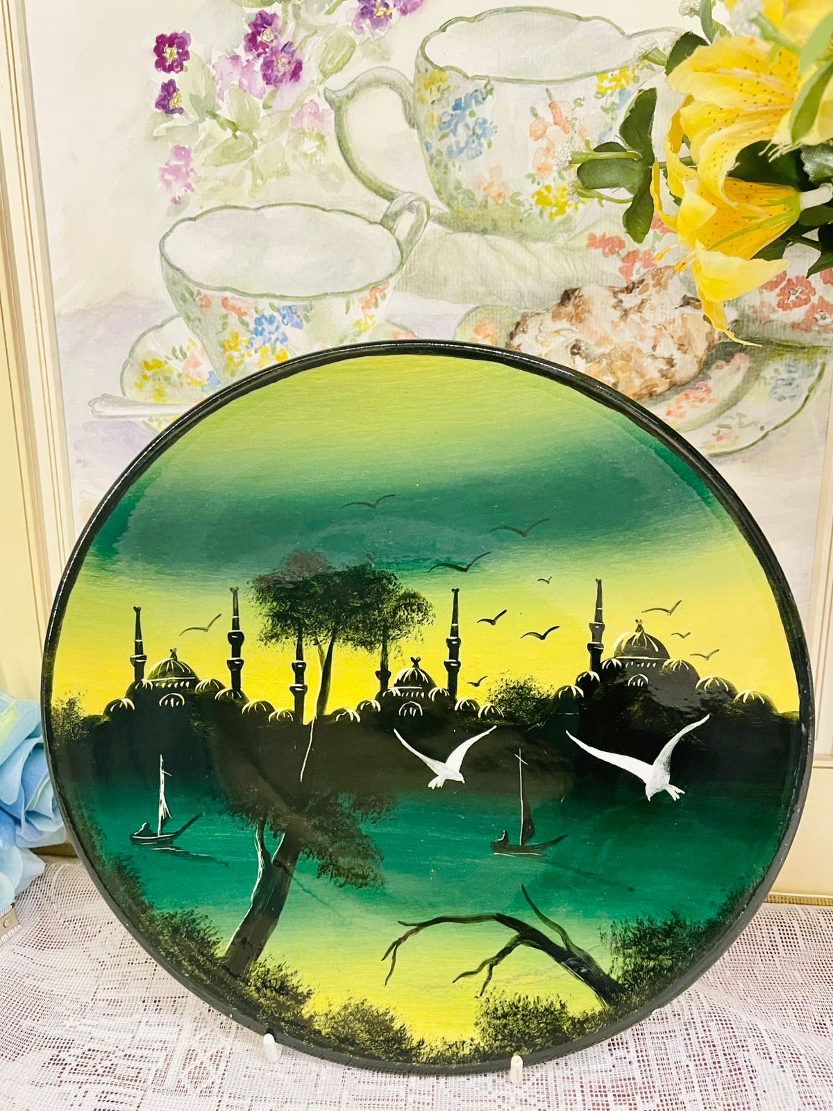 Hand-Painted Istanbul Mosque Decorative Plate – Elegant Art Design