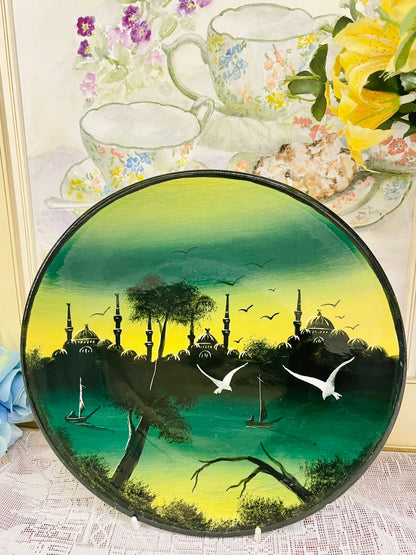 Hand-Painted Istanbul Mosque Decorative Plate – Elegant Art Design