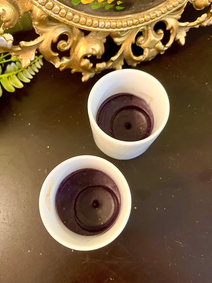 Pair of White Floral Ceramic Tealight Candle Holders