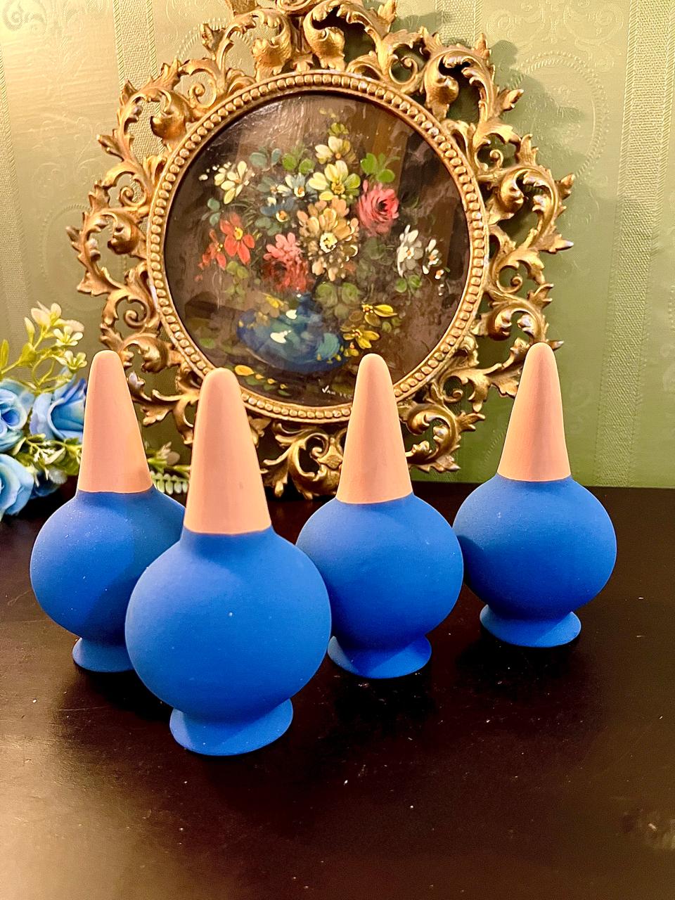 Blue Bulb Shaped Decorative Figurines Set of 4